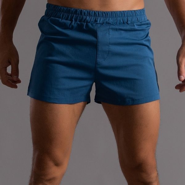 

men's shorts men's pajama shorts male thin home sport fitness gym lounge boxer shorts summer cotton solid color sleepwear underpan, White;black
