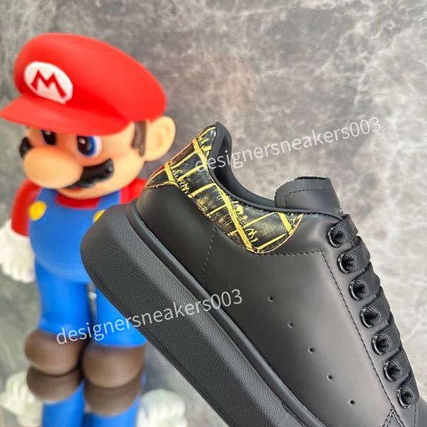 

2023new designer sneakers men shoes vintage suede sneaker fashion women shoe gold silver platform trainers calfskin leather runner trainer, Black