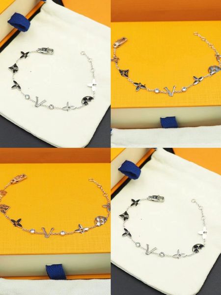 

fashion style bracelets women bangle wristband cuff chain designer letter jewelry crystal 18k gold plated stainless steel wedding party love, Golden;silver