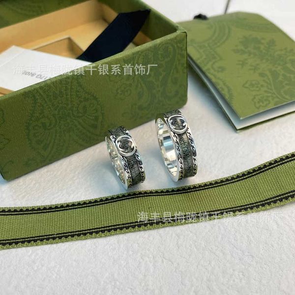 

2023 designer new gujia double g ring only qilv franc, Silver