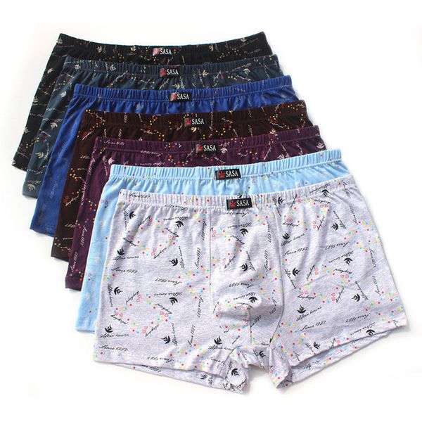 

underpants 6pcs/lot 100% cotton loose boxers four shorts underpants men's boxers shorts breathable underwear printing comfortable cotto, Black;white