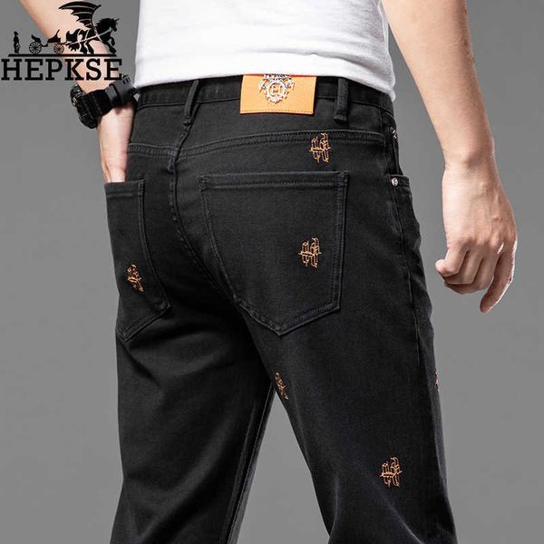 

luxury straight summer embroidered thin men's casual pants, Blue