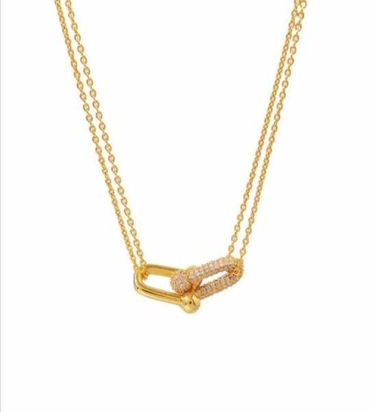 

new design brand heart u type t love necklace with crystal for women stainless steel accessories zircon silver color goldrose jew1326037