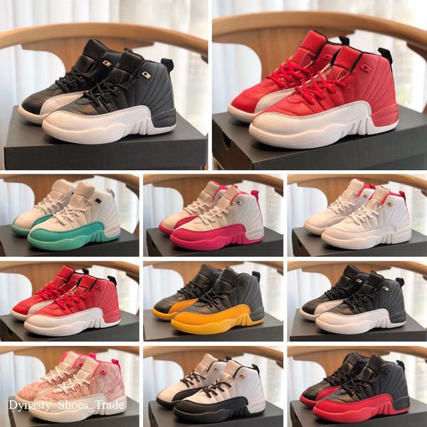 

designer big kids shoes kid basketball shoe rubber breathable leather 12 12s xii taxi dark blue gym red the master grey vivid toddler sneake, Black