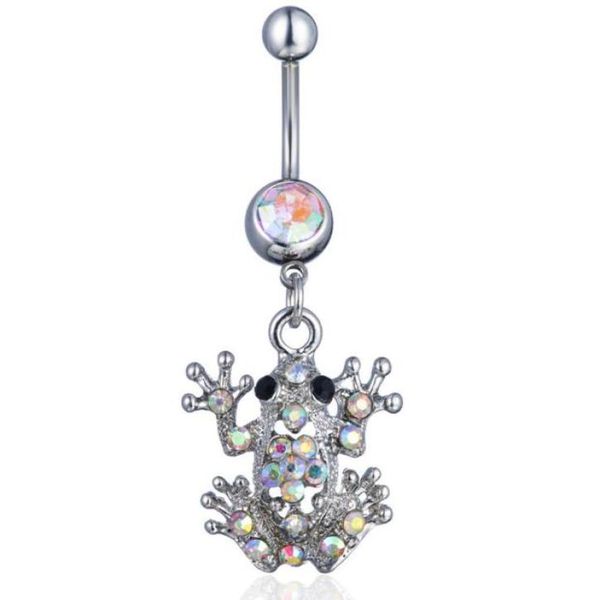 

navel bell button rings d0727 frog clear ab color belly ring drop delivery jewelry body dhgarden dhjsf5506717, Silver