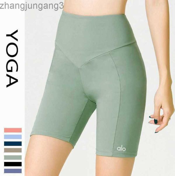 

alos yoga shorts leggings sports tight high waist hip lift fitness pants quick dry breathable sports running capris, White;black
