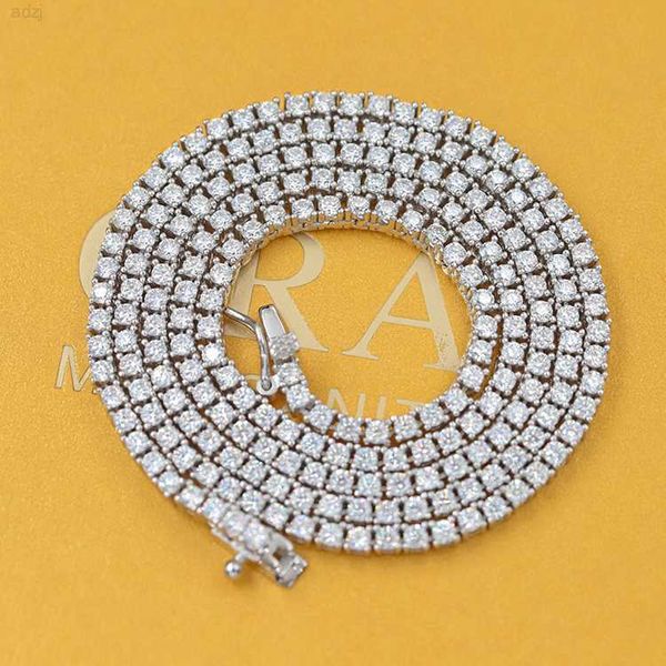 

2mm wide gold plated d color moissanite diamond necklace/bracelet 925 silver tennis chain for woman elegant jewelry