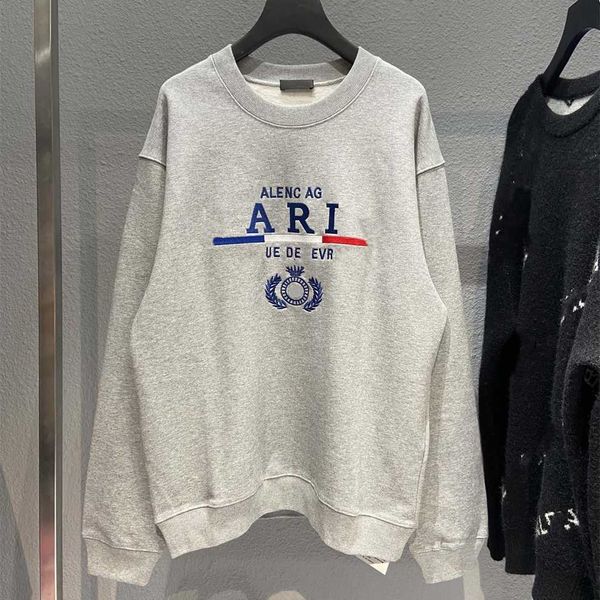 

80% off factory outlet online high version of fashion family crown embroidery brushed round neck woven and dyed fabric thick lovers' sw, Black