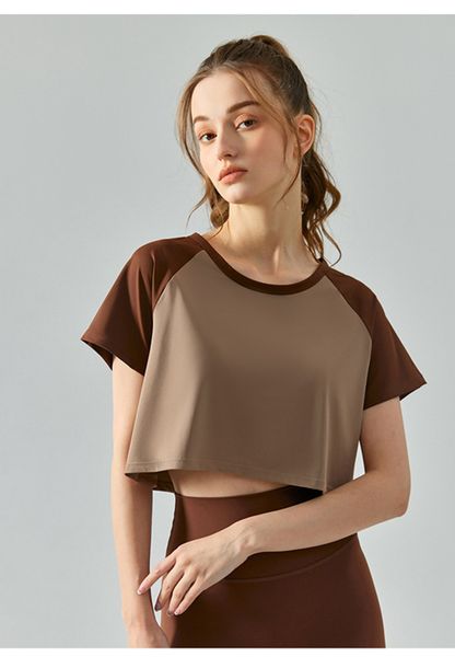 

ll women yoga outfit short sleeve sports crew neck crop breathable seamless fintness gym t shirt summer adst541 ll875