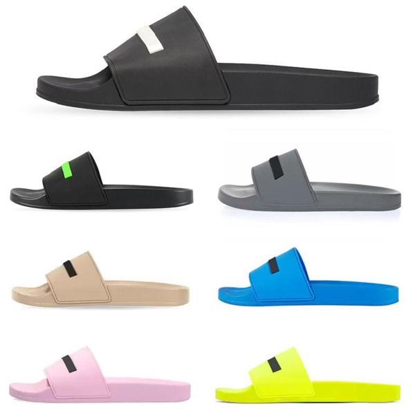

2023 summer men women designer slippers slides sandals shoes fashion black fluo green white cool grey beige blue pink yellow mens rubber sli