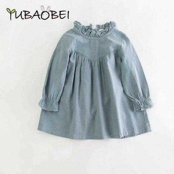 

girl's dresses 2023 new autumn quality long sleeve cotton linen children sweet pink green color baby children kids girls dress cute clo, Red;yellow