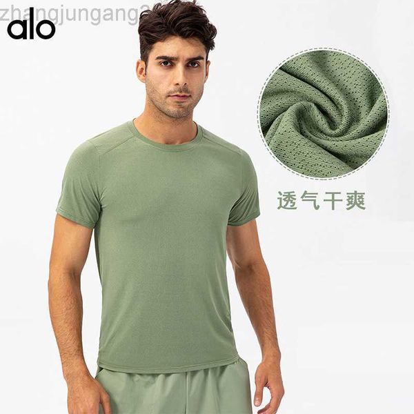 

2023 alos yoga yoga sports summer thin breathable quick dry running fitness outdoor versatile solid color top, White;black