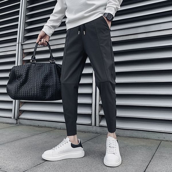 

men's pants black/gray summer ankle length slim fit casual thin harem pants men clothing streetwear hip hop joggers trousers male 36-28
