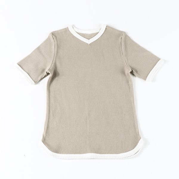 

t-shirts children ribbed short sleeve and long sleeve summer clothes kids clothes boy and girls clothes contrast white trim 230327, Blue