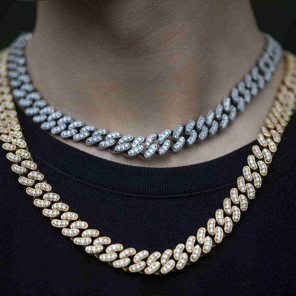 

iced out 13mm moissanite diamond sterling silver jewelry fashion necklace cuban link chain miami customize necklace
