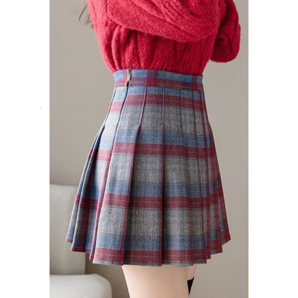 

skirts woolen pleated skirt autumn and winter high waist slim skirt women's fashion versatile plaid skirt slim short skirt wholesa 2303, Black