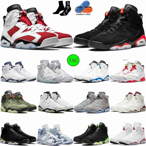 

men women 6s basketball shoes jumpman 6 unc white midnight navy british khaki olive bordeaux bred 0lympic foam mens trainers sports sneaker, Black