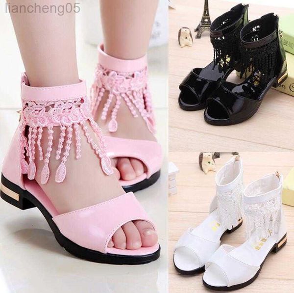 

sandals 2022 toddler baby girls casual sandals children sandals floral sole kids princess beach sandals shoes leather sandales filles w0327, Black;red