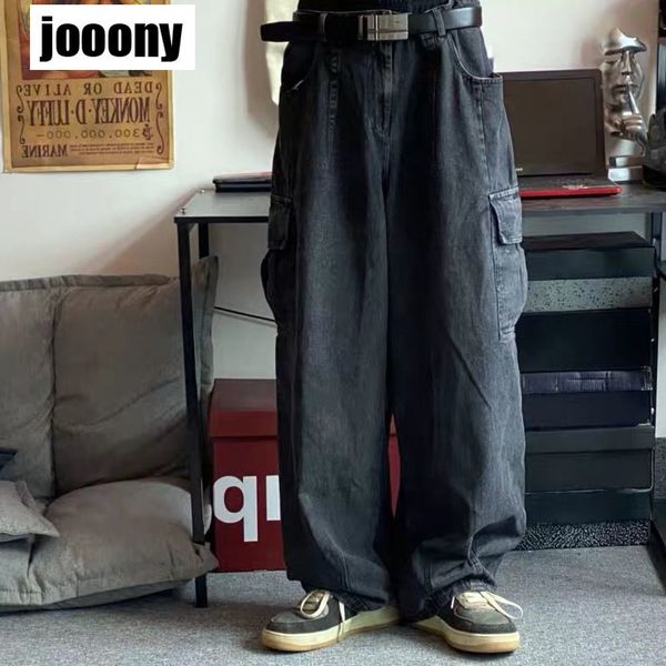 

men's jeans baggy jeans trousers male denim pants black wide leg pants men's jeans oversize cargo korean streetwear hip hop haraju, Blue