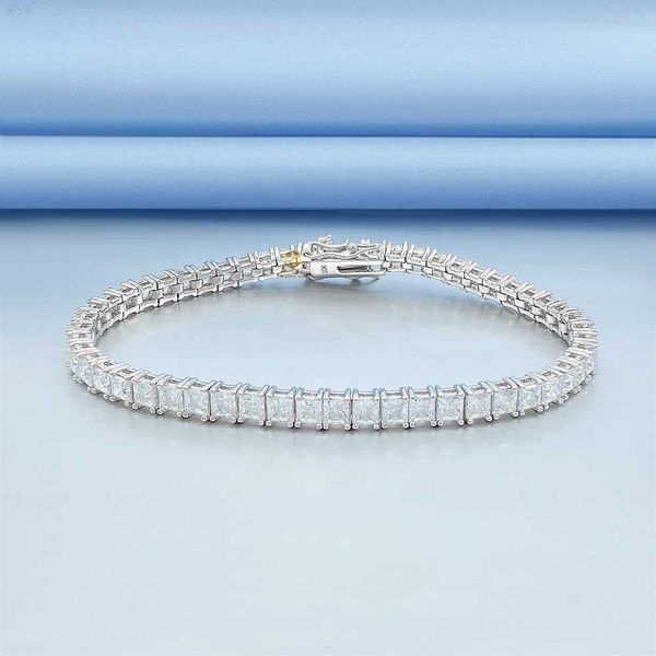 

large stock iced out 2.5mm/3mm princess moissanite diamond 925 sterling silver tennis bracelet