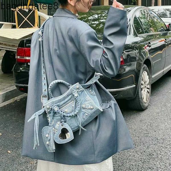 

le cagole neo bag denim handbag 2023 designer bags lecagole locomotive sweet cool spicy girls style diamond riveted han clhs