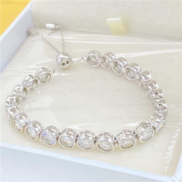 

925 sterling silver tennis bracelet bezel setting vvs1 moissanite diamond adjustable