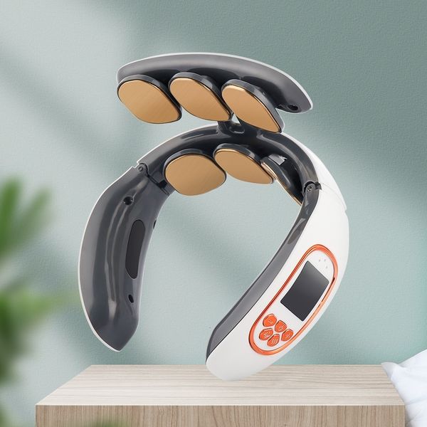 

massaging neck pillowws 4/6 heads 3d smart neck massager 15 levels tens impulse heating therapy neck back pain relieve health care shoulder