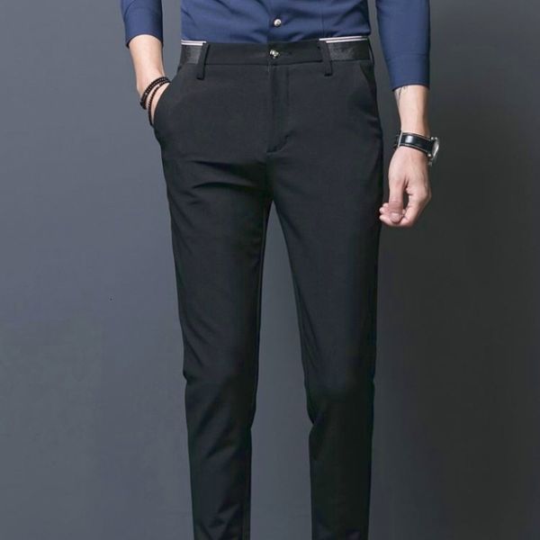 

men's pants classic men suit pants elastic straight formal trousers men formal dress pants business pants for men 230327, Black