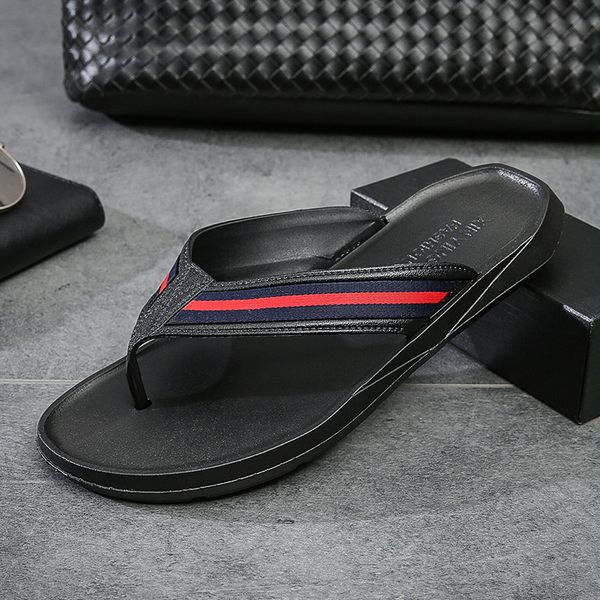 

new men flip flops luxury trend slipers shoes outdoor beach elegant slippers non slip flip flops sandals, Black