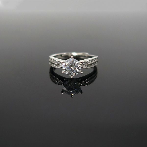 

1 carat moissanite diamond s925 sterling silver ring woman engagement gift wedding bands fine jewelry, Slivery;golden