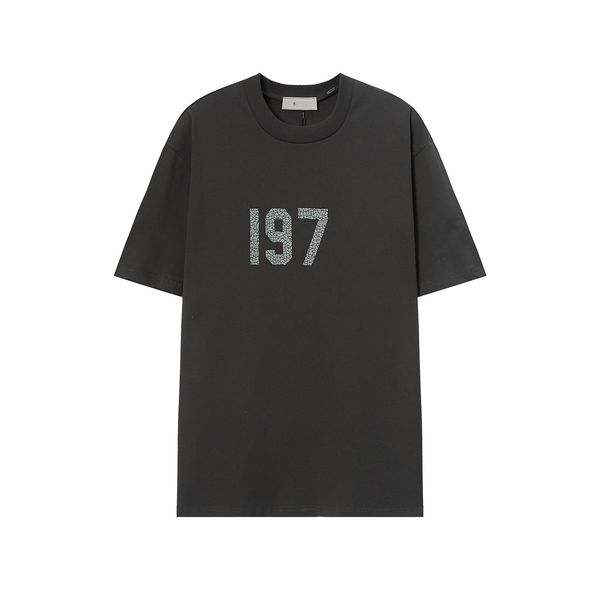 

new ess designer luxury pure cotton cotton wool t-shirt men's and women's hip hop fog 1977 summer breathable high street cotton lo, White;black