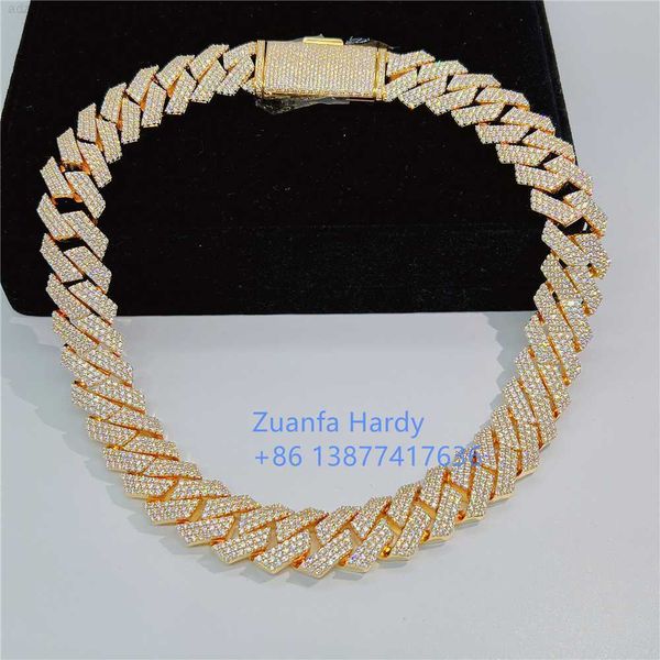 

pass tester heavy silver chains 442g 20mm 20 inches link necklace diamond iced out vvs moissanite cuban chain