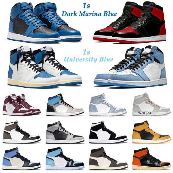 

2022 basketball shoes 1s dark marina blue 1 high og bred patent bordeaux prototype hyper royal university blue pine green mens trainers spor