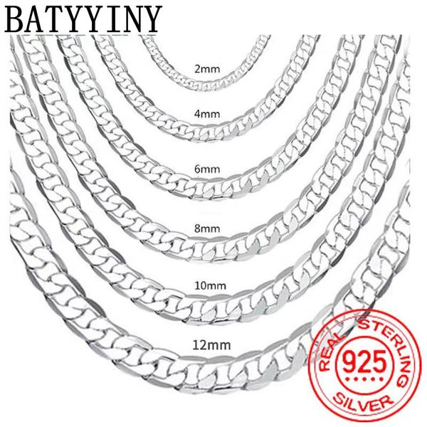 

strands strings batyyiny men's 925 sterling silver italian cuban curb chain necklaces for men women solid silver figaro chain layering, Black