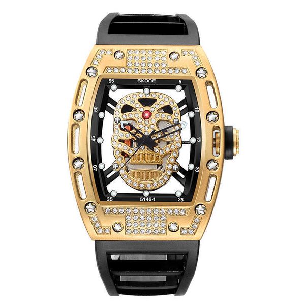

luxury milles pan weibo richards same style watch men's barrel shaped diamond skeleton quartz watch hollow out sports watch fashion ayw, Slivery;black
