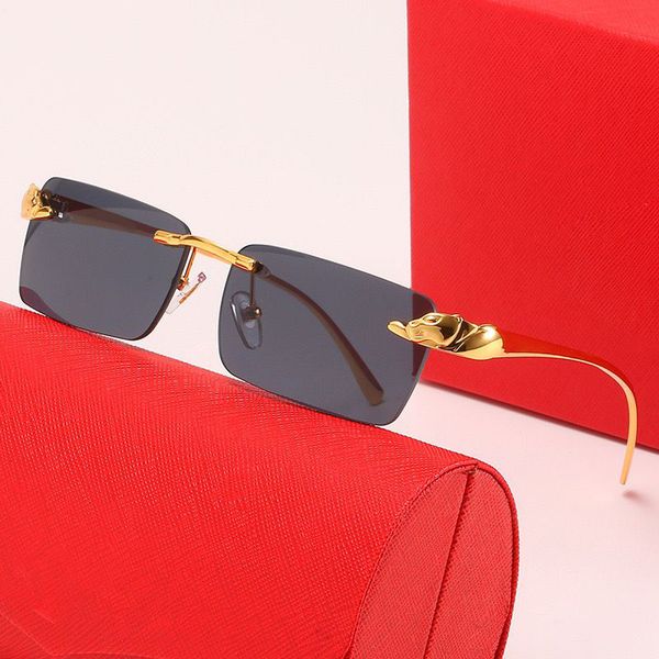 

designer sunglasses shades c luxury glasses leopard head metal rimless gradient color vintage lentes de sol summer beach buff sunglasses fas, White;black