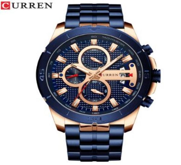 

curren business men watch brand luxury stainless steel wrist watch chronograph army military quartz watches relogio masculino6537743, Slivery;brown