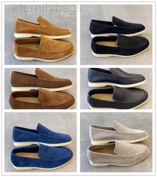 

new luxury 23s designer shoes charms embellished walk suede loafers couple genuine mens leather casual slip on flats for men sports dress sh, Black