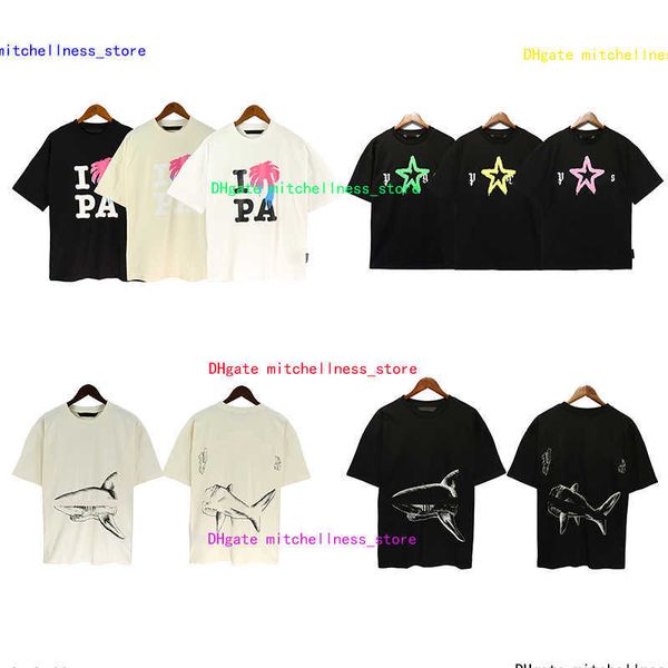 

mens designer shirt palm womens t-shirt new shark coconut print crewneck casual short sleeve size s/m//xl, White;black