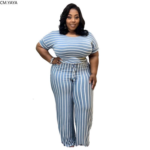 

women's plus size jumpsuits rompers cm.yaya women plus size s5xl striped oneck short sleeve straight jumpsuit fashion streetwear overal, Black