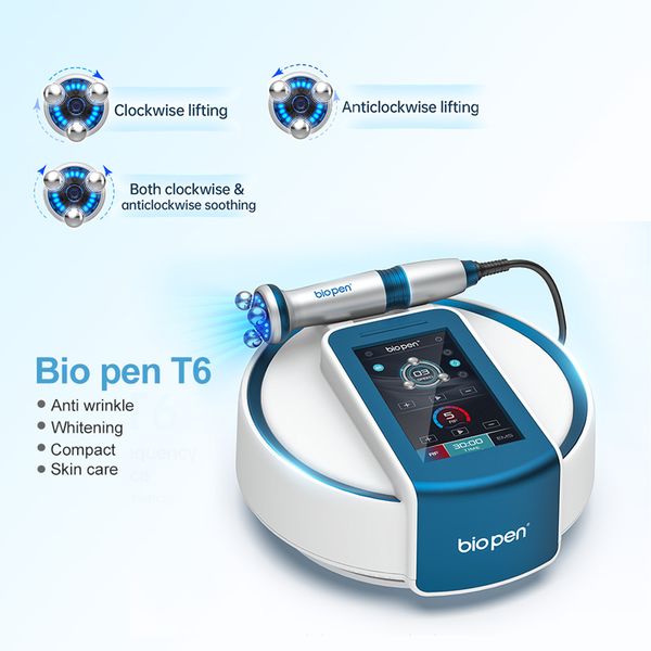 

rf beauty machine ems micro current electric of stimulates collagen regeneration blue light therapy bio pen t6 360 rotating skin lifting bea