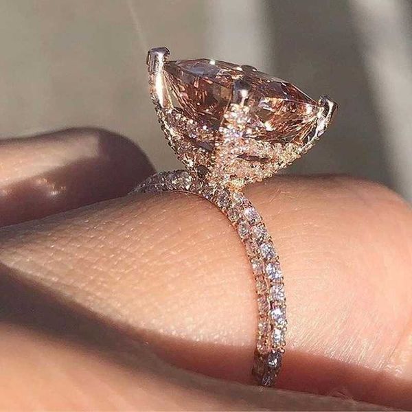 

band rings fashion rose gold colors inlaid zircon stones wedding rings for women engagement promise anniversary ring women jewelry, Silver