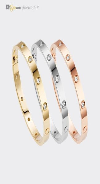 

carti love bracelets mens bangle designer bracelet for women 10 diamonds luxury jewelry titanium steel goldplated never fade not 9136111, Black