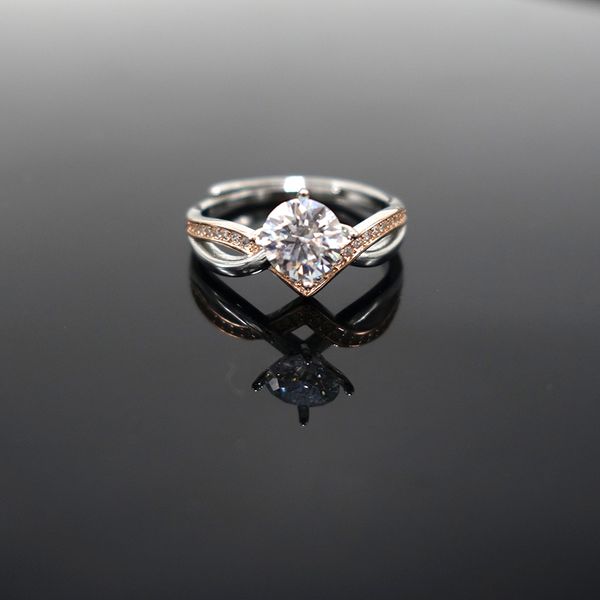 

1 carats real moissanite engagement ring women 18k white gold plated lab diamond ring sterling silver wedding rings jewelry, Slivery;golden