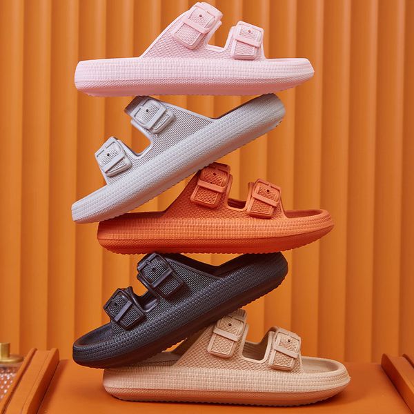

slippers thick platform cloud slippers women fashion buckle soft sole pillow slides sandals woman summer beach nonslip flip flops 230327, Black