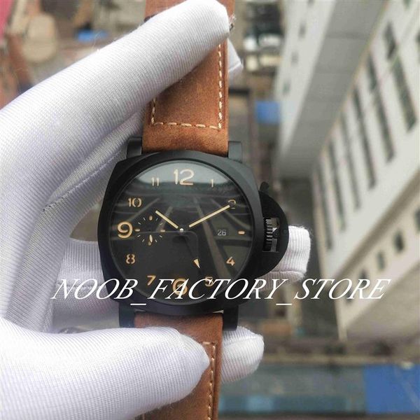 

super factory s watch of me 1950 classic real po 44mm black face brown strap 441 automatic movement fashion luminous wristw299z, Slivery;brown