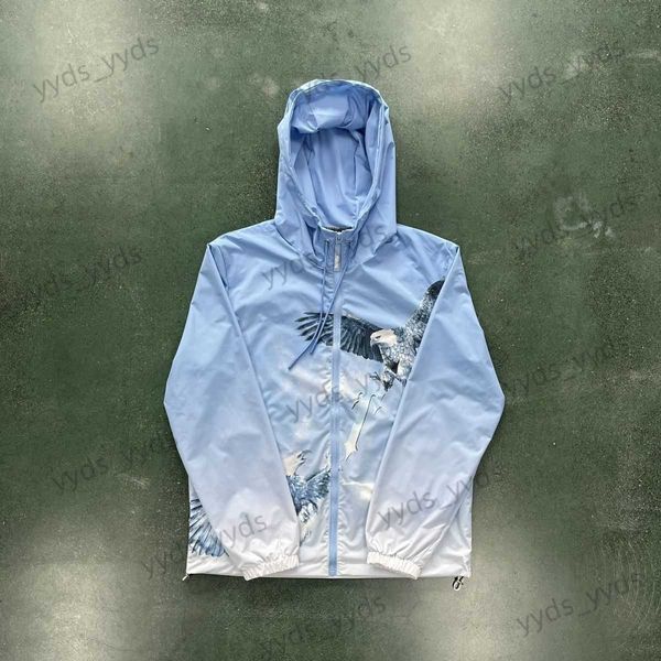 

men's jackets trapstar eagle trench gradient blue hooded embroidery street t230327, Black;brown