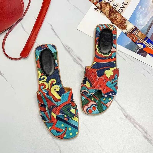 

women oran slipper designer flat sandals leather beach shoes red new large leather fashion small summer matching outwear bottom mesh tcma