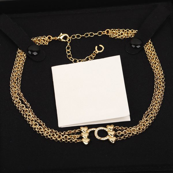 

2023 luxury quality charm pendant necklace bracelet and six heart shape hollow design with diamond in 18k gold plated have box stamp ps7705a, Golden