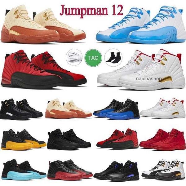 

designer jumpman 12s basketball shoes 12 mens utility reverse flu game shoe dark university blue nylon cherry suitable trainers sports walki, Black